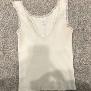 Brandy Melville White Lace Trim Tank Top